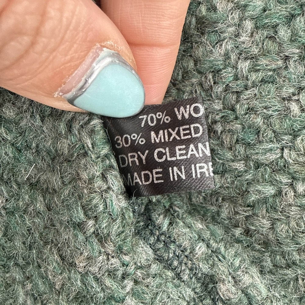 Blarney Woolen Mills Womens Green Wool Blend Scarf Poncho Made In Ireland NEW - Picture 8 of 9